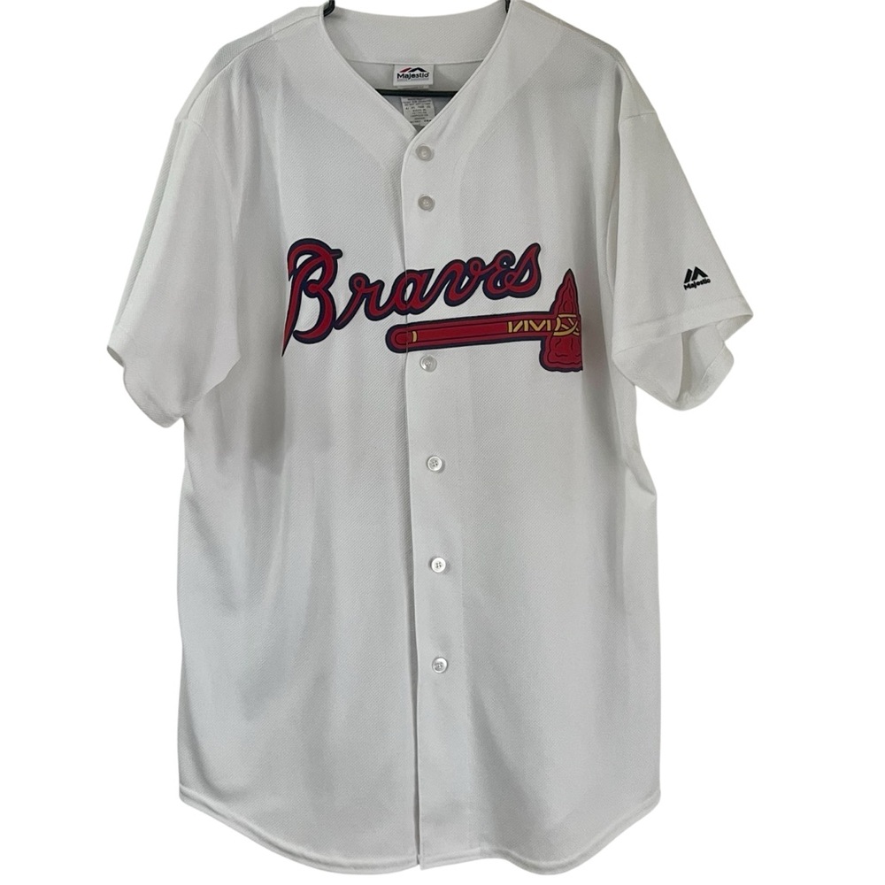 Majestic Atlanta Braves Home Jersey #7 Melbye Size Large White Vintage MLB Shirt